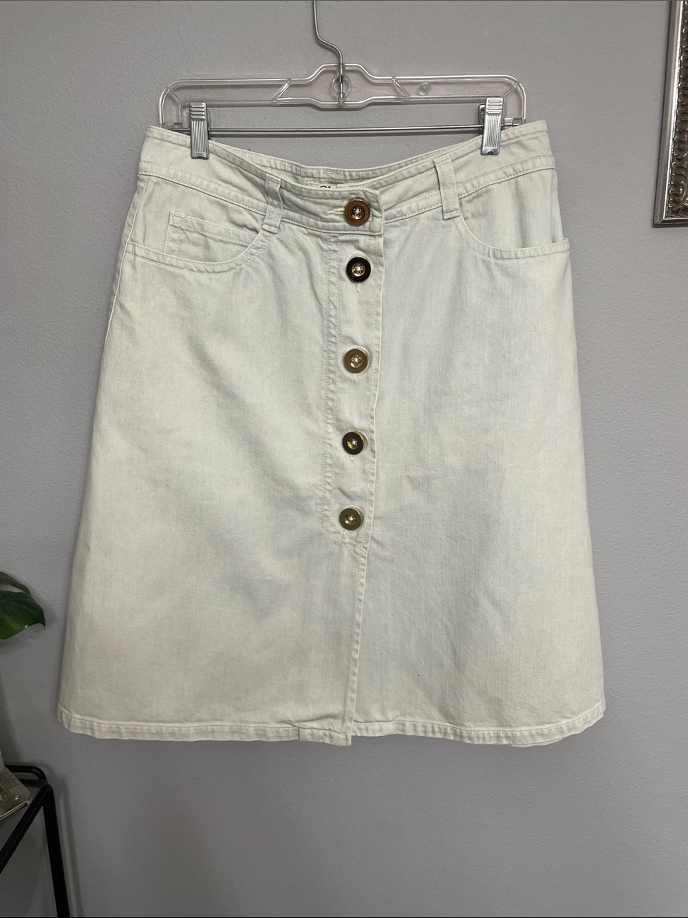 Classic Button-Front Light Blue Denim Skirt Taille 40 /8